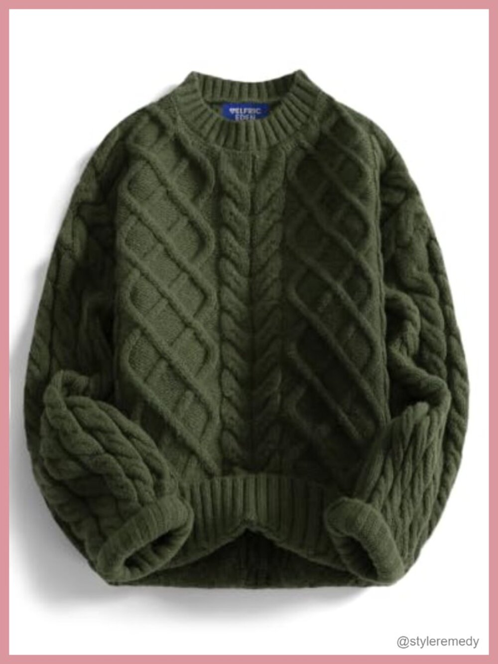 Oversized Cable Knit Sweater for Women Crewneck Chunky Pullover